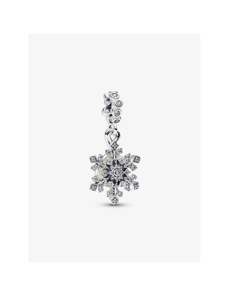 Charm doble “Copo de Nieve & Estrella Opalescente” en plata de ley 925 – Colección Moments