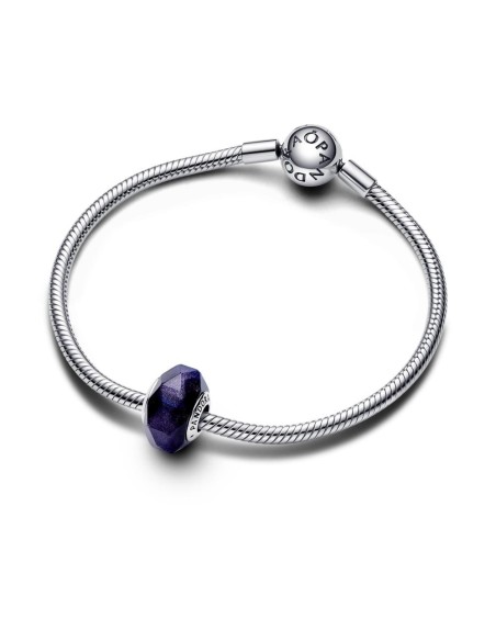 Charm en plata de ley Cristal de Murano Azul Facetado