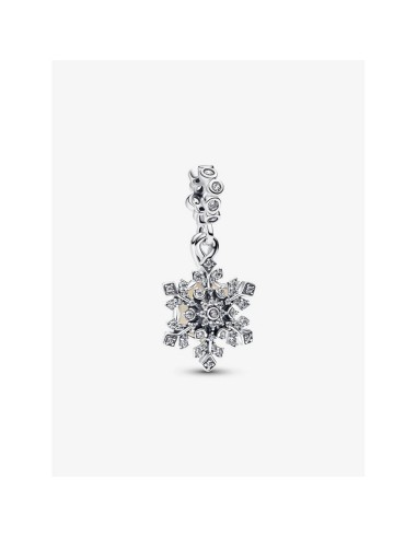 Charm doble “Copo de Nieve & Estrella Opalescente” en plata de ley 925 – Colección Moments