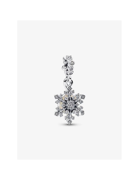Charm doble “Copo de Nieve & Estrella Opalescente” en plata de ley 925 – Colección Moments