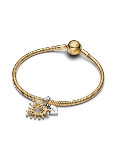 Charm colgante “Corazón Radiante Doble” en plata 925 y baño de oro 14 k – Colección Moments