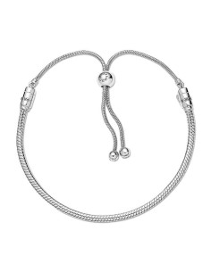 SNAKE CHAIN STERLING SILVER BRACELET WITH CLEAR CUBIC ZIRCONIA