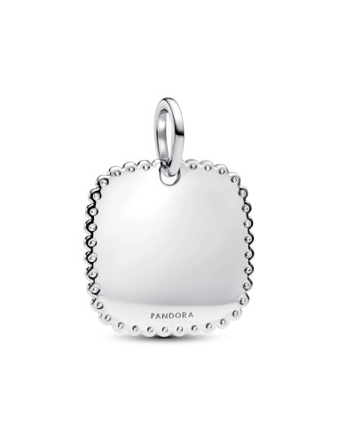 Colgante cuadrado grabable en plata de ley con circonitas – personalizable