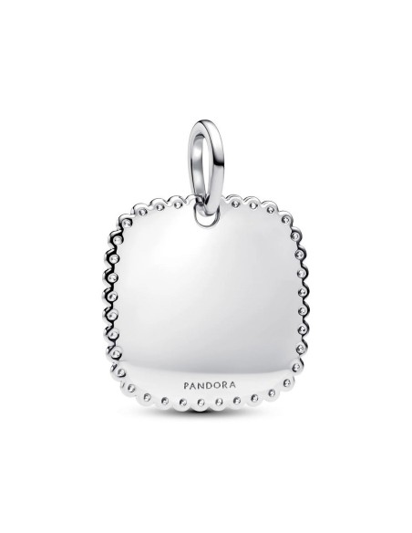 Colgante cuadrado grabable en plata de ley con circonitas – personalizable