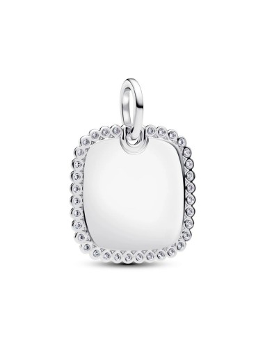 Colgante cuadrado grabable en plata de ley con circonitas – personalizable