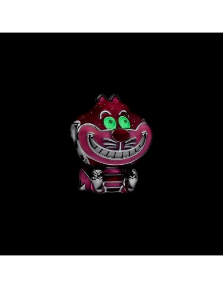 Charm Gato de Cheshire Disney en plata de ley – esmalte brillante y ojos fosforescentes