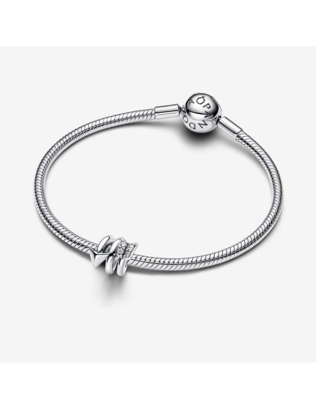 Charm Flecha Retorcida de Pandora en Plata de Ley con Circonitas Cúbicas