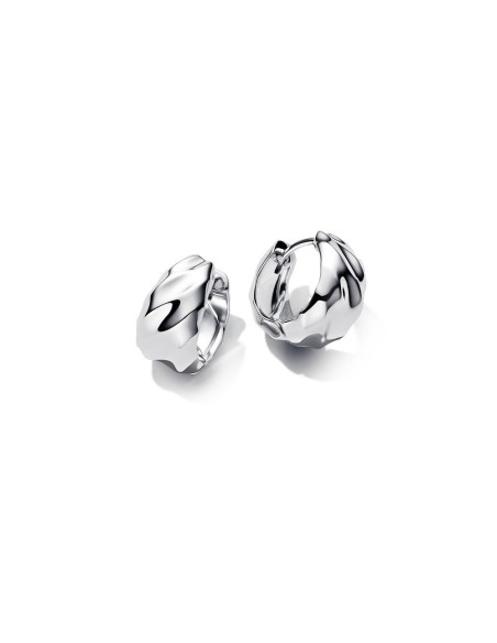 Pendientes de Aro Pequeños Ondulados en Plata de Ley – Pandora Moments