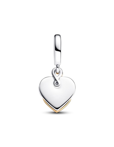  Charm Colgante Doble en plata de ley, con un recubrimiento en oro de 14k y un diamante sintético creado en laboratorio Grabable