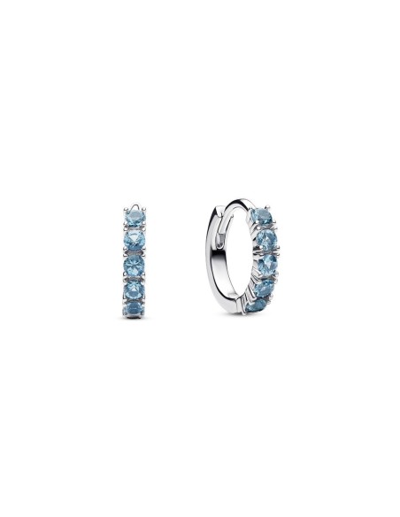 Pendientes de Aro Pavé Azul Claro en Plata de Ley – Pandora Timeless