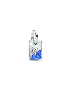 Charm Colgante Viaje con Ópalo Azul y Blanco en Plata de Ley – Pandora Moments 2