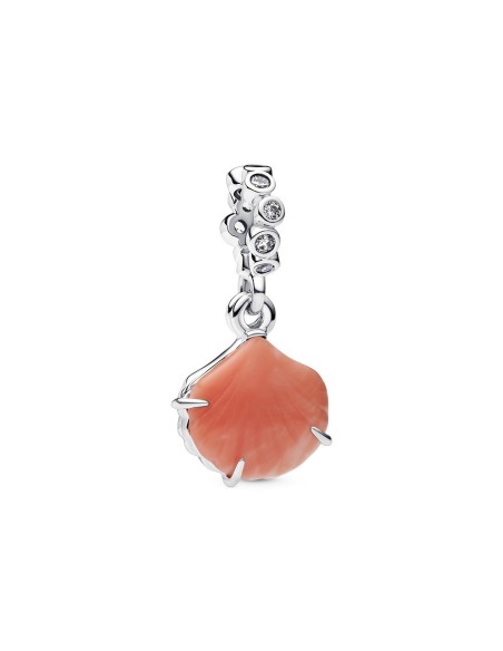 Charm Colgante Doble Concha Color Coral en Plata de Ley – Pandora Moments