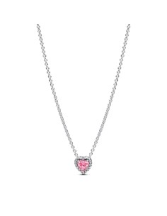 Collar en plata de ley Corazón Rosa Elevado 2