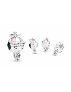 Charm Pandora Niño con Gorra de plata con esmalte rosa y verde