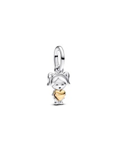 Charm Colgante en plata de ley y con un recubrimiento en oro de 14k Niña Feliz | Pandora Oficial 2