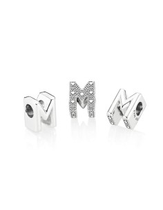 Charm Pandora de plata inicial letra M