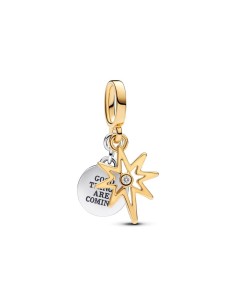 Charm Colgante Grabable en plata de ley con recubrimiento en oro de 14k y diamante sintético Estrella Polar | Pandora Oficial 2