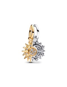 Charm Colgante Divisible en plata de ley con recubrimiento en oro de 14k Sol y Luna | Pandora Oficial