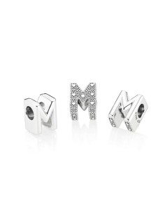 Charm Pandora de plata inicial letra M 2