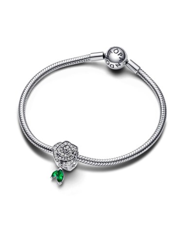 Charm en plata de ley Rosa Floreciendo Brillante