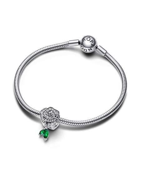 Charm en plata de ley Rosa Floreciendo Brillante