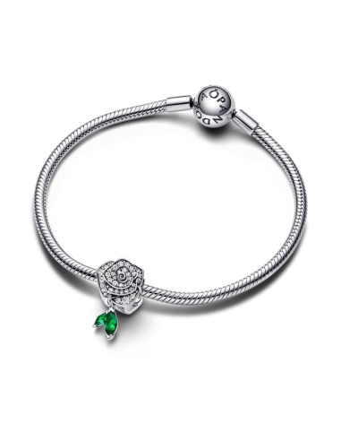 Charm en plata de ley Rosa Floreciendo Brillante