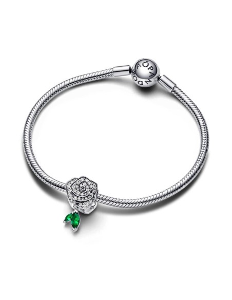 Charm en plata de ley Rosa Floreciendo Brillante