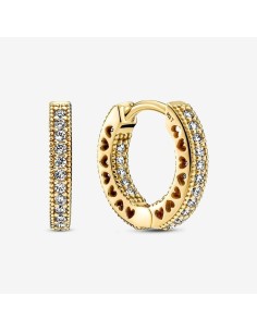 Pendientes de Aro Corazón Pavé en Baño de Oro de 14k de Pandora 2