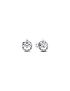 Pendientes Pandora Plata Halo Redondo Brillante 2