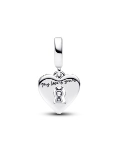 Charm Colgante Doble en plata de ley Corazón Rojo y Cerradura 2