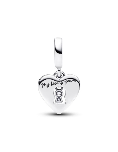 Charm Colgante Doble en plata de ley Corazón Rojo y Cerradura