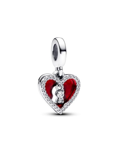Charm Colgante Doble en plata de ley Corazón Rojo y Cerradura