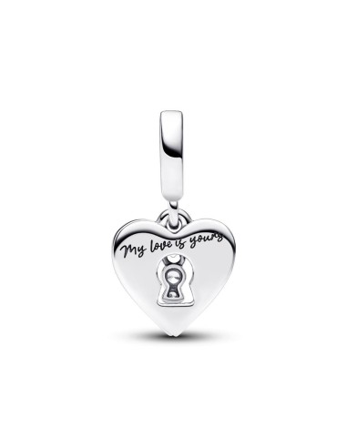 Charm Colgante Doble en plata de ley Corazón Rojo y Cerradura