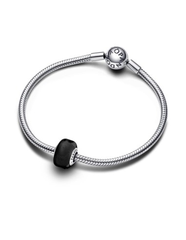 Charm Mini Cristal de Murano Negro en plata de ley