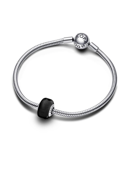 Charm Mini Cristal de Murano Negro en plata de ley