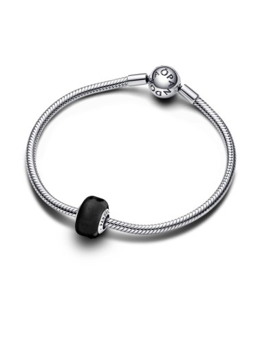 Charm Mini Cristal de Murano Negro en plata de ley