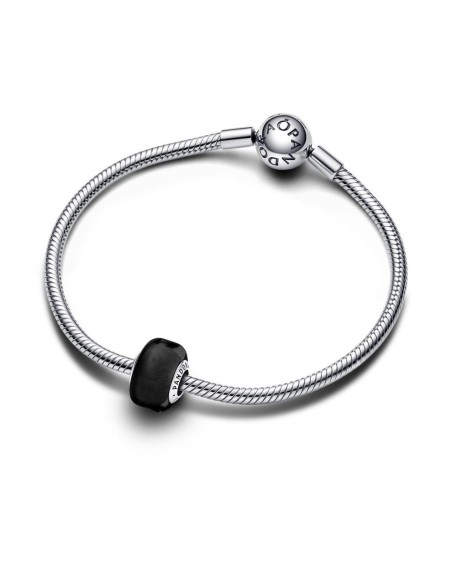 Charm Mini Cristal de Murano Negro en plata de ley