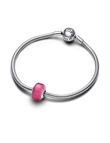 Charm Mini Cristal de Murano Rosa en plata de ley
