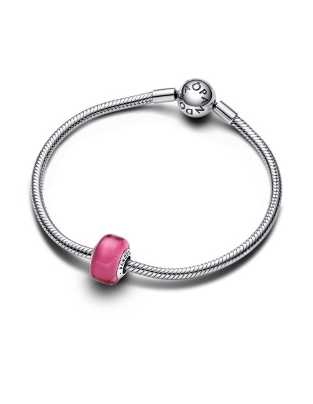 Charm Mini Cristal de Murano Rosa en plata de ley