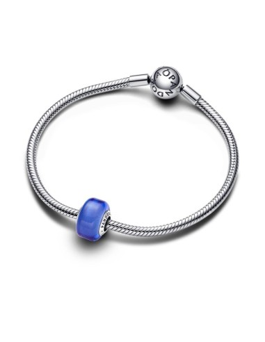 Charm Mini Cristal de Murano Azul en plata de ley