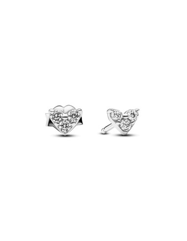 Pendientes de botón en plata de ley Corazón Triple Gema​