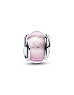 Charm en plata de ley Cristal de Murano Rosa Envuelto​ 2
