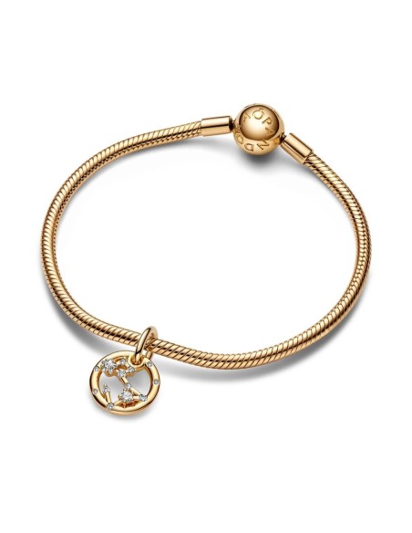 Charm Colgante con un recubrimiento en oro de 14k Zodiaco Piscis Pandora
