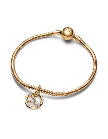  Charm Colgante con un recubrimiento en oro de 14k Zodiaco Tauro Pandora