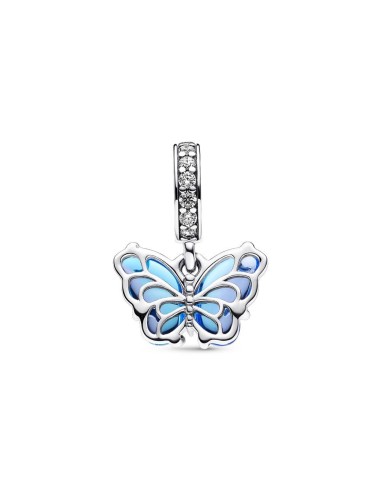 Charm Colgante de Cristal de Murano en plata de ley Mariposa Azul Pandora