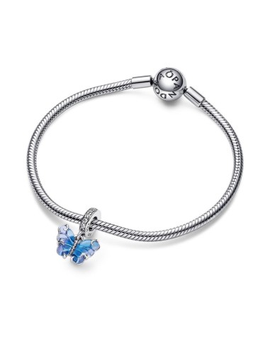 Charm Colgante de Cristal de Murano en plata de ley Mariposa Azul Pandora