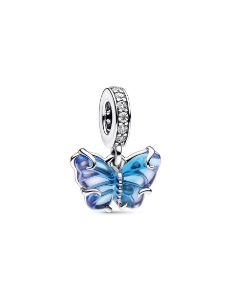 Charm Colgante de Cristal de Murano en plata de ley Mariposa Azul Pandora