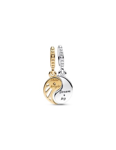 Charm Colgante en plata de ley y con un recubrimiento en oro de 14k Sol & Luna en Dos Tonos Pandora