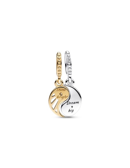 Charm Colgante en plata de ley y con un recubrimiento en oro de 14k Sol & Luna en Dos Tonos Pandora
