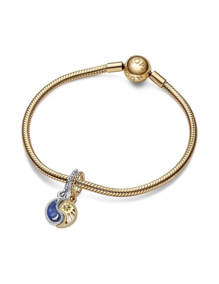 Charm Colgante en plata de ley y con un recubrimiento en oro de 14k Sol & Luna en Dos Tonos Pandora